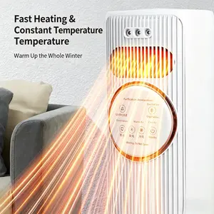 Bladeless 2-in-1 Tower Fan and Heater, Ice Water Cooling, 3 Fan Speeds, 2 Heat Levels, Remote for Home Comfort Remote Control, 3 Fan Speeds 2 Heat Modes, Add Ice Water for Cool Breeze, Space-Saving Design