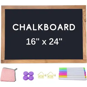 16" x 24"  Chalkboard Large Hanging Framed Wall Chalk Board Combination Chalk Board & Bulletin Board Rustic Framed Blackboard for , Home, Office, Restaurant
