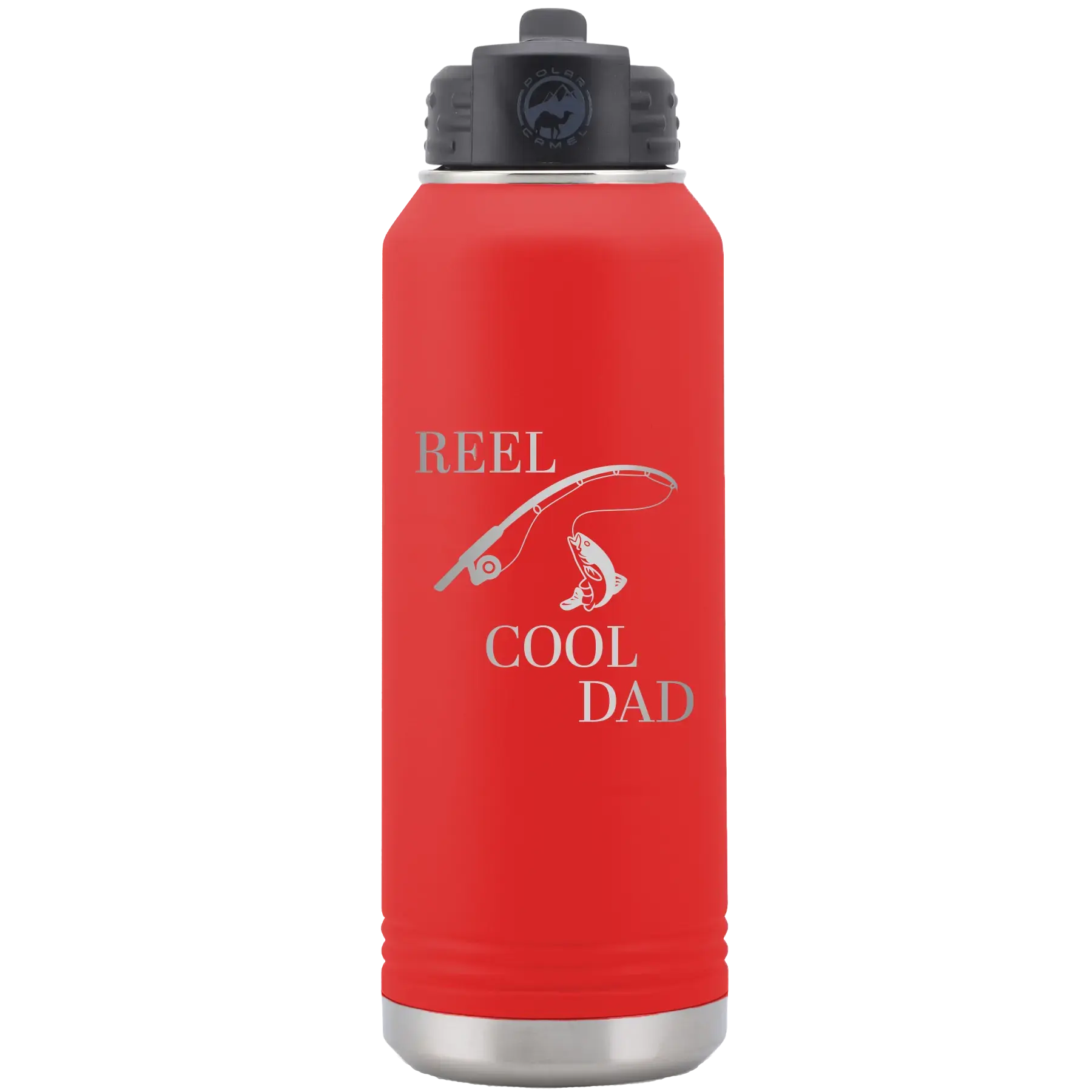 Personalized Reel Cool Dad 32 oz Water Bottle - Red