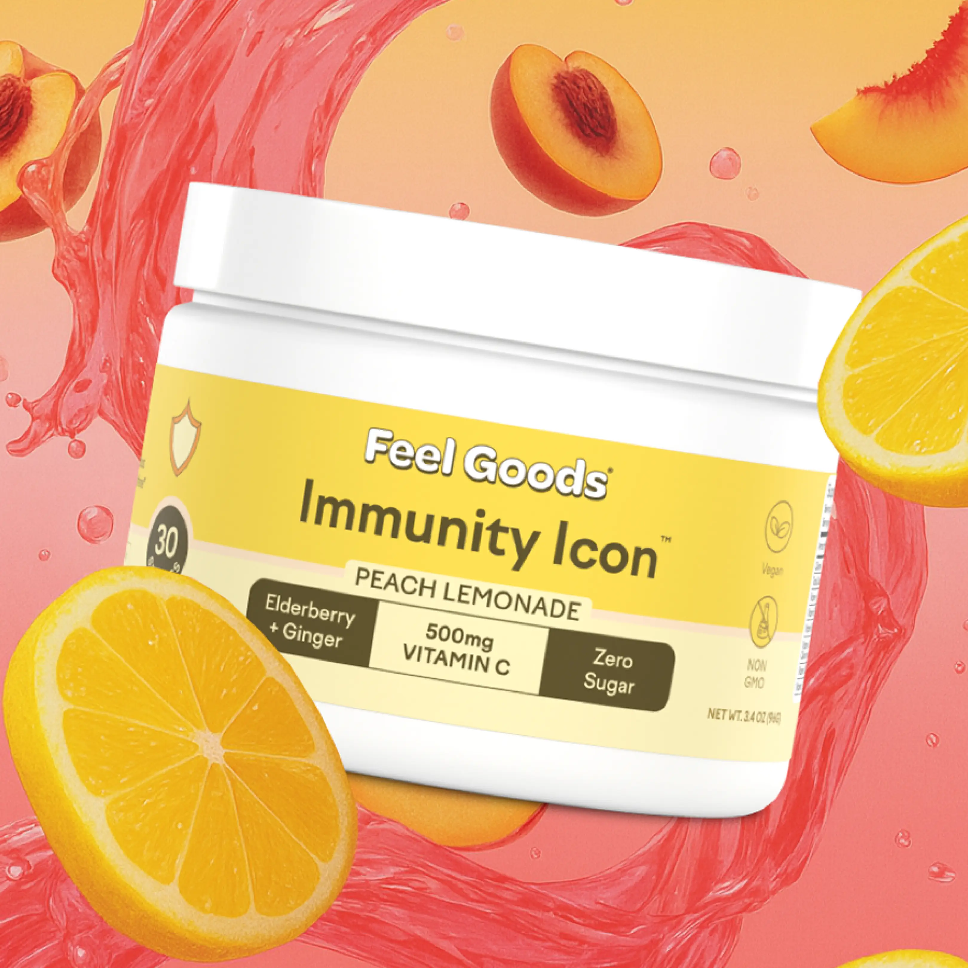 Feel Goods Immunity Icon – Immune Support Drink Mix with Elderberry, 1000mg Vitamin C Ashwagandha, Turmeric, Goji, & Astragalus – Supports Immunity, B