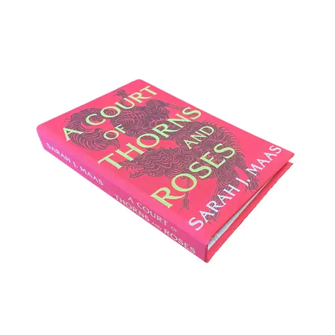 Women's ACOTAR Book Cover Replica Card Wallet - Elegant Minimalist PU Leather Ladies Wallet with Cloth-Wrapped Hardcover, Flap, 4 Slots + Coin Slot, Cash/Receipt Compartment, All-Over Print, Basic Chic Everyday Gift for Book Lovers