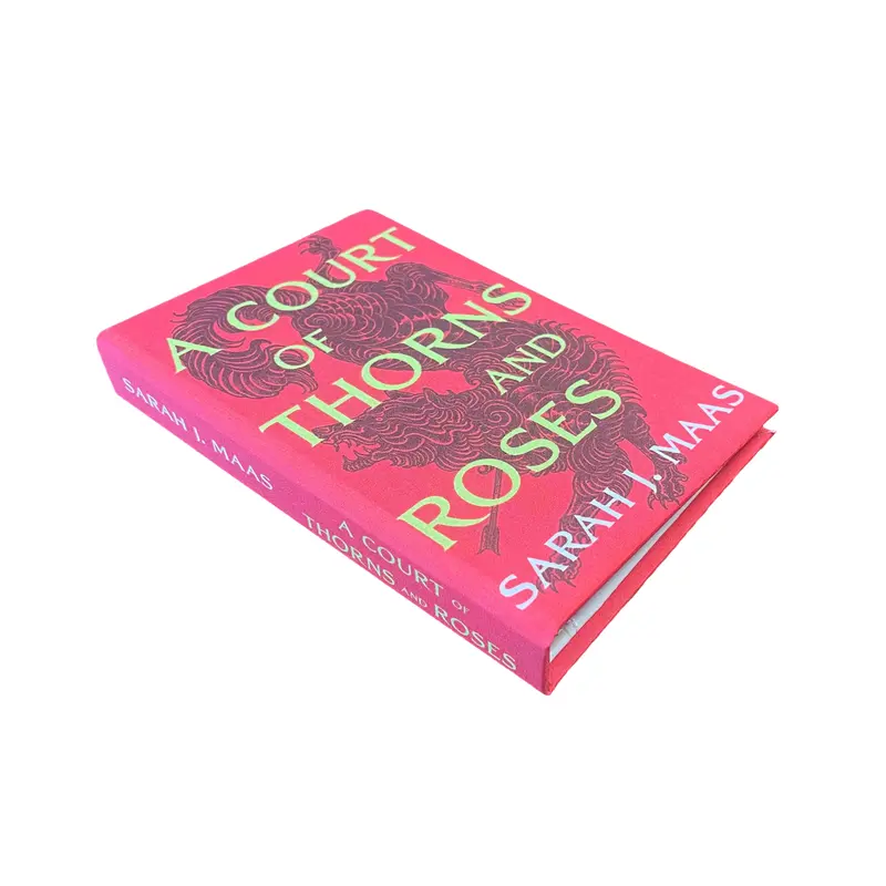 Women's ACOTAR Book Cover Replica Card Wallet - Elegant Minimalist PU Leather Ladies Wallet with Cloth-Wrapped Hardcover, Flap, 4 Slots + Coin Slot, Cash/Receipt Compartment, All-Over Print, Basic Chic Everyday Gift for Book Lovers