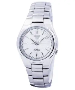 Seiko Men's SNK601 Silver Textured Automatic Watch 37mm Stainless Steel Case Luminous Hands Skeleton Caseback 30m Water Resistant