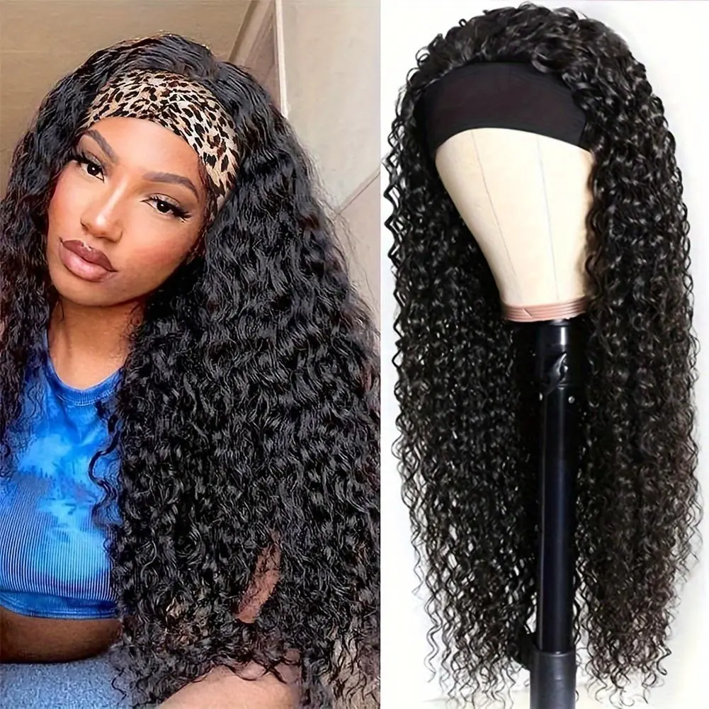 MYLOCKME Hair Deep Wave Headband wig Human Hair No Gel Kinky Curly Headband Wigs for Black Women 180 Density None Lace Front Wigs Human Hair #headbandwig #TikTokShopHolidayHaul