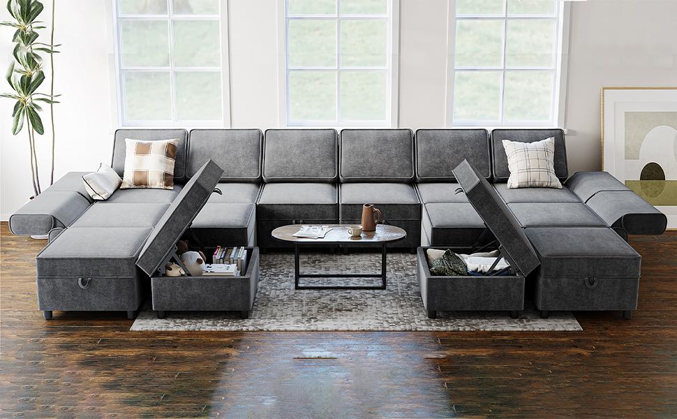 Garvee Modular Sectional Sofa Module Universal Armrest & Backrest Recline Design with 11 Angles Adjustable Armrest & Backrest Grey 26.4" D x 4.7" W x 23.7" H