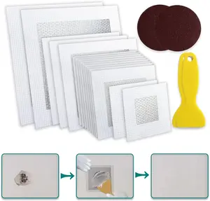 18 PCS 2/4/6/8 Inch Drywall Repair Kit Wall Hole Drywall Tools Aluminum Mesh Drywall Patch Kit Erase A Hole Drywall Repair with Scraper and Sandpapers