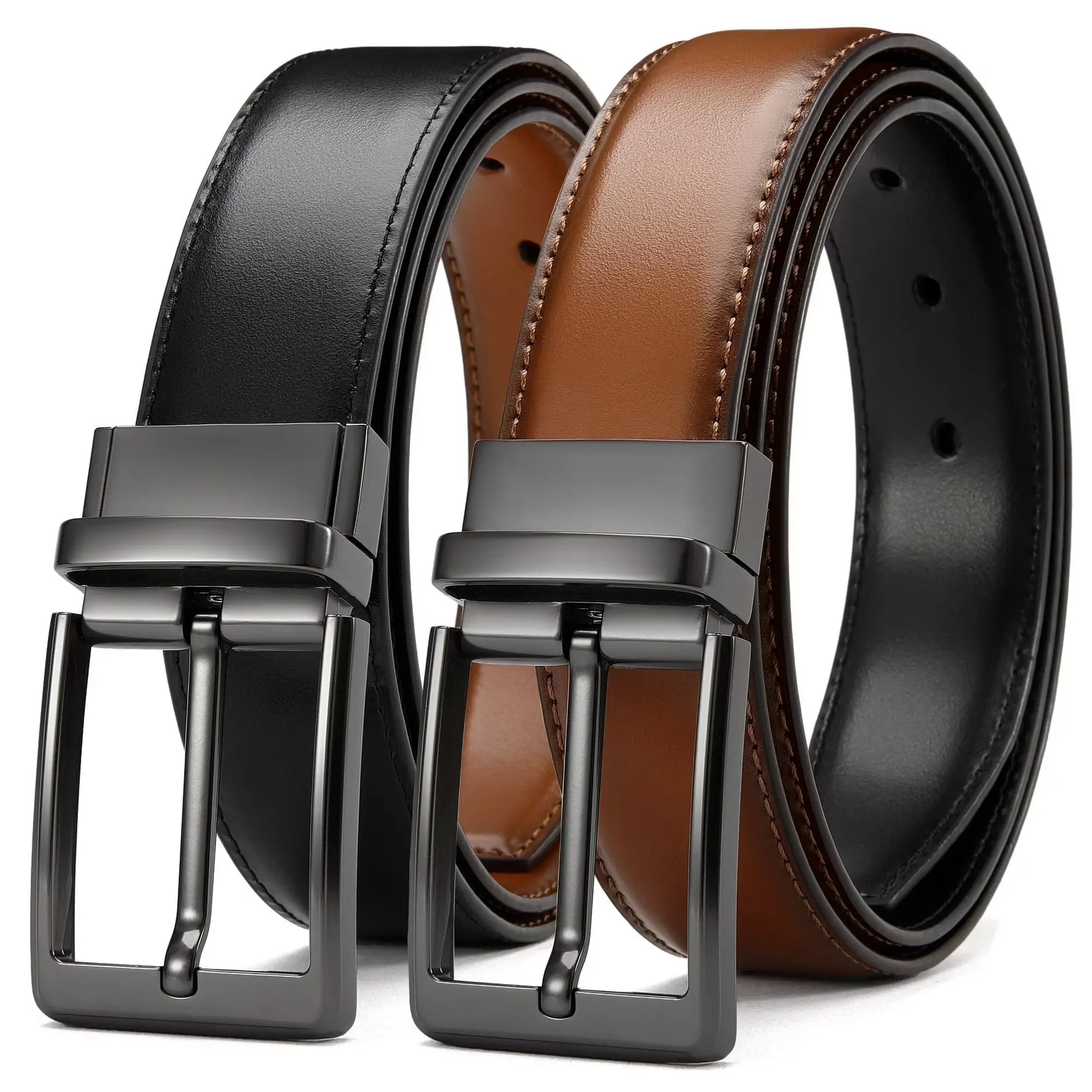 Mens Belt 1 Pack - 1 3/8" Leather Reversible Belts for Men for Dress Pants