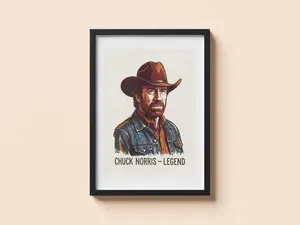 Chuck Norris Poster – Legend Wall Art, Cowboy Portrait, Gift for Fans, Home Decoration, Unframe Poster