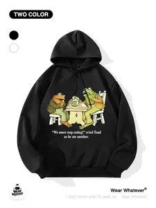 Funny Frog Graphic Hoodie, Loose Fit Casual Cartoon Print Sweatshirt, Breathable Sportswear, Perfect for Daily Home Use or Outdoor Activities