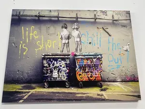 Banksy Graffiti Canvas Art: Peeing Boys, 'Life is Short' Wall Decor
