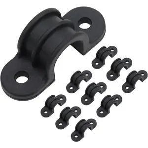 10pcs 3/4 Inch PVC Pipe Straps U Shape Plastic Conduit Pipe Strap Clamps 2 Holes Pipe Clips Black Conduit Clips for Pipe Tube Cables (19mm)
