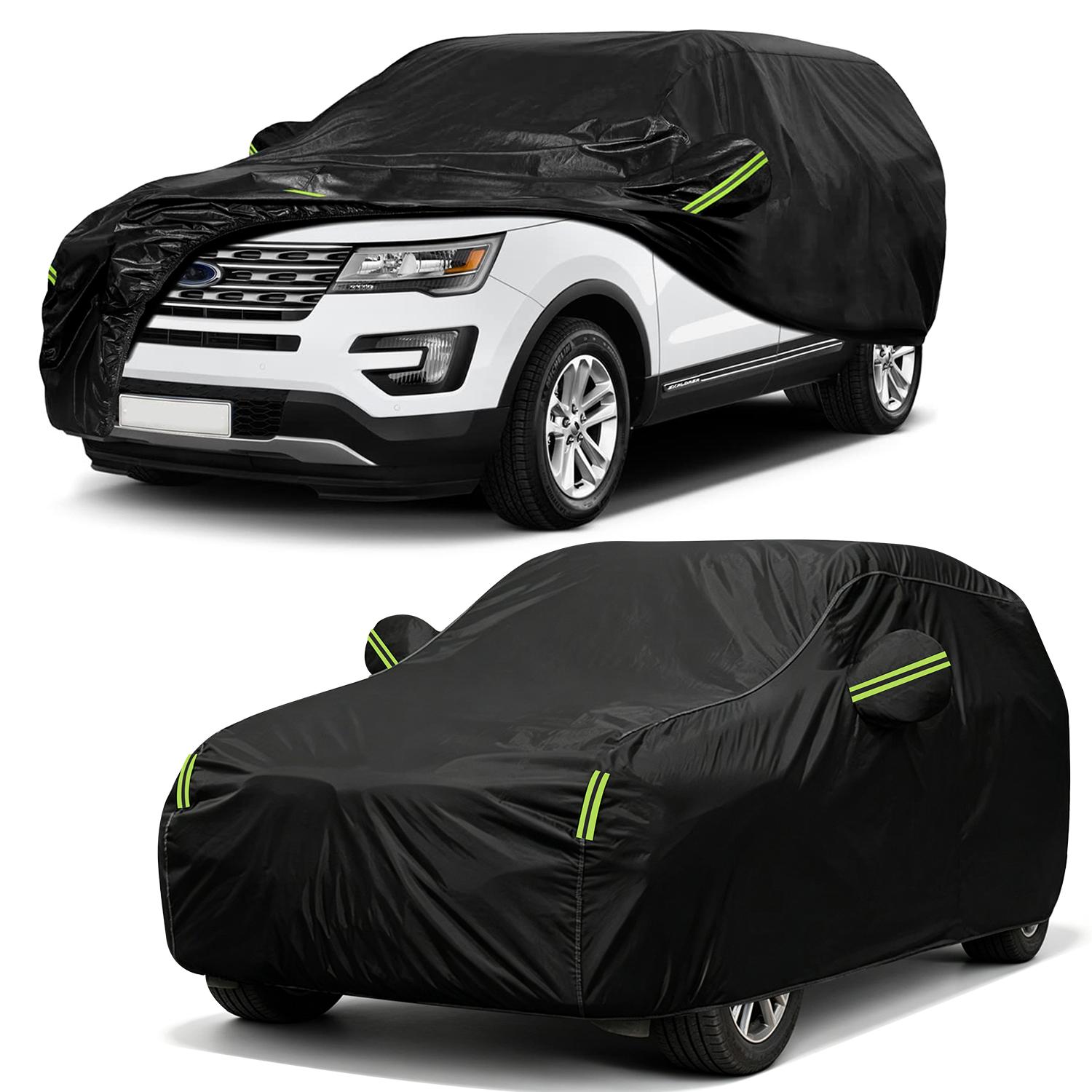 Universal Full Car Cover for SUV Sedan – All-Weather Protection with Reflective Strip, Waterproof UV Scratch Defoliation Resistant for Outdoor Parking,Car Stuff
