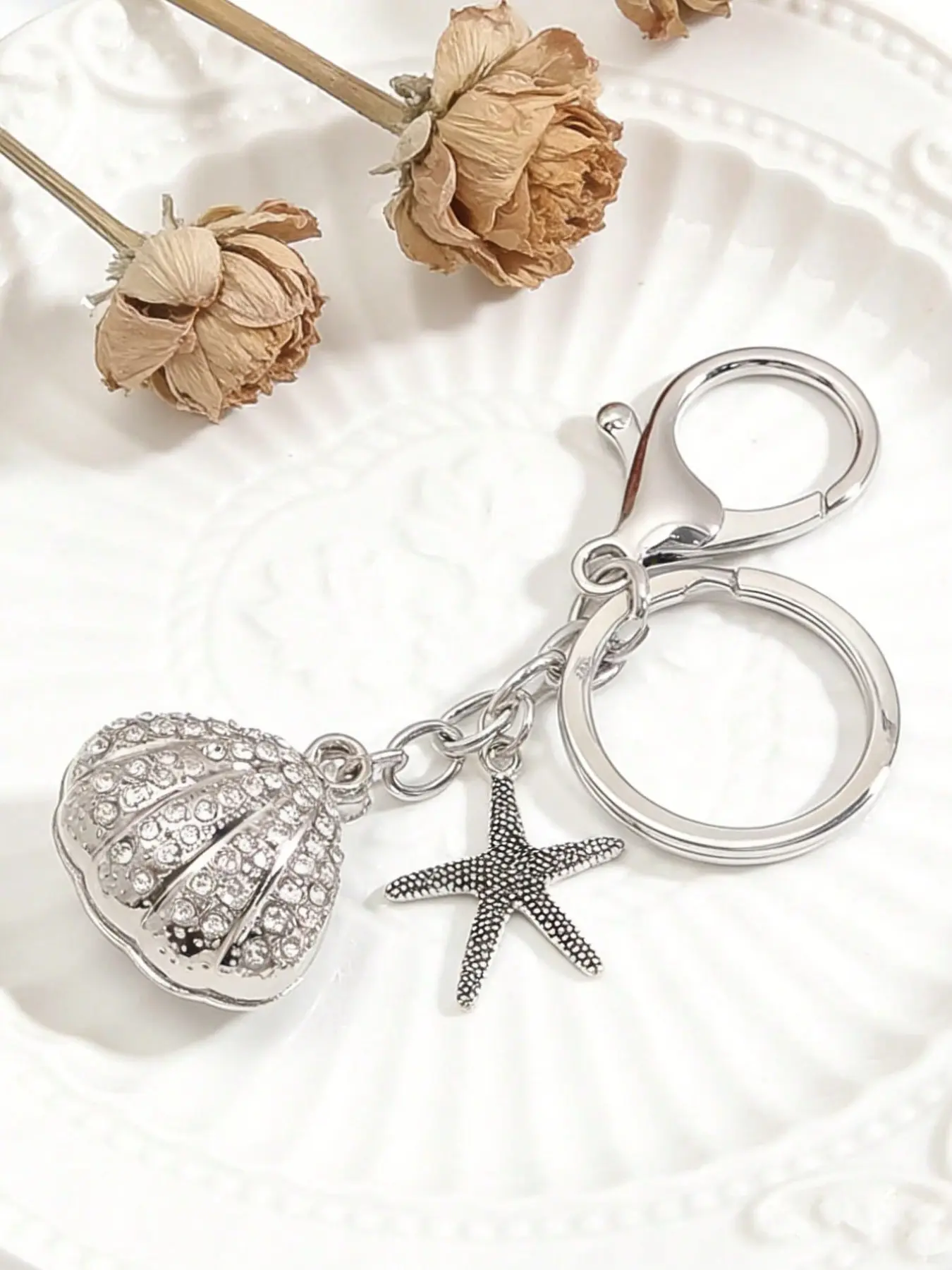 New Starfish Shell Keychain, Fashion Mirror Pendant, Y2K Style Cute Charm, Car Key Finder, Backpack Accessory, Wedding Gift, Birthday Gift