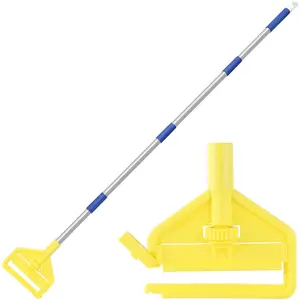58" Heavy Duty Commercial Industrial Extension Mop Stick with Wet Mop Head Replacement Holder for Professional & Industrial Floor Cleaning, Yellow