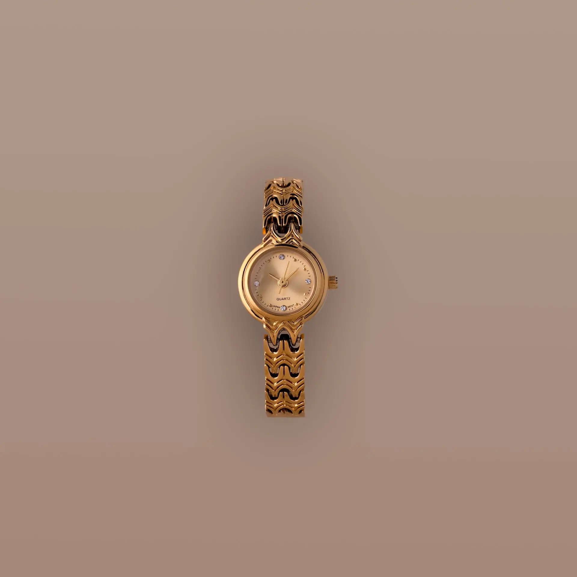 Wavy Link Timepiece by Caitlyn Minimalist - Slim 18K Gold Plated Watch for Women - Vintage Jewelry - Gift for Mom