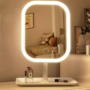 Portable LED Makeup Mirror with 3 Light Modes, Foldable Travel Mirror with Smart Touch Control, USB Rechargeable, Streamlined Design