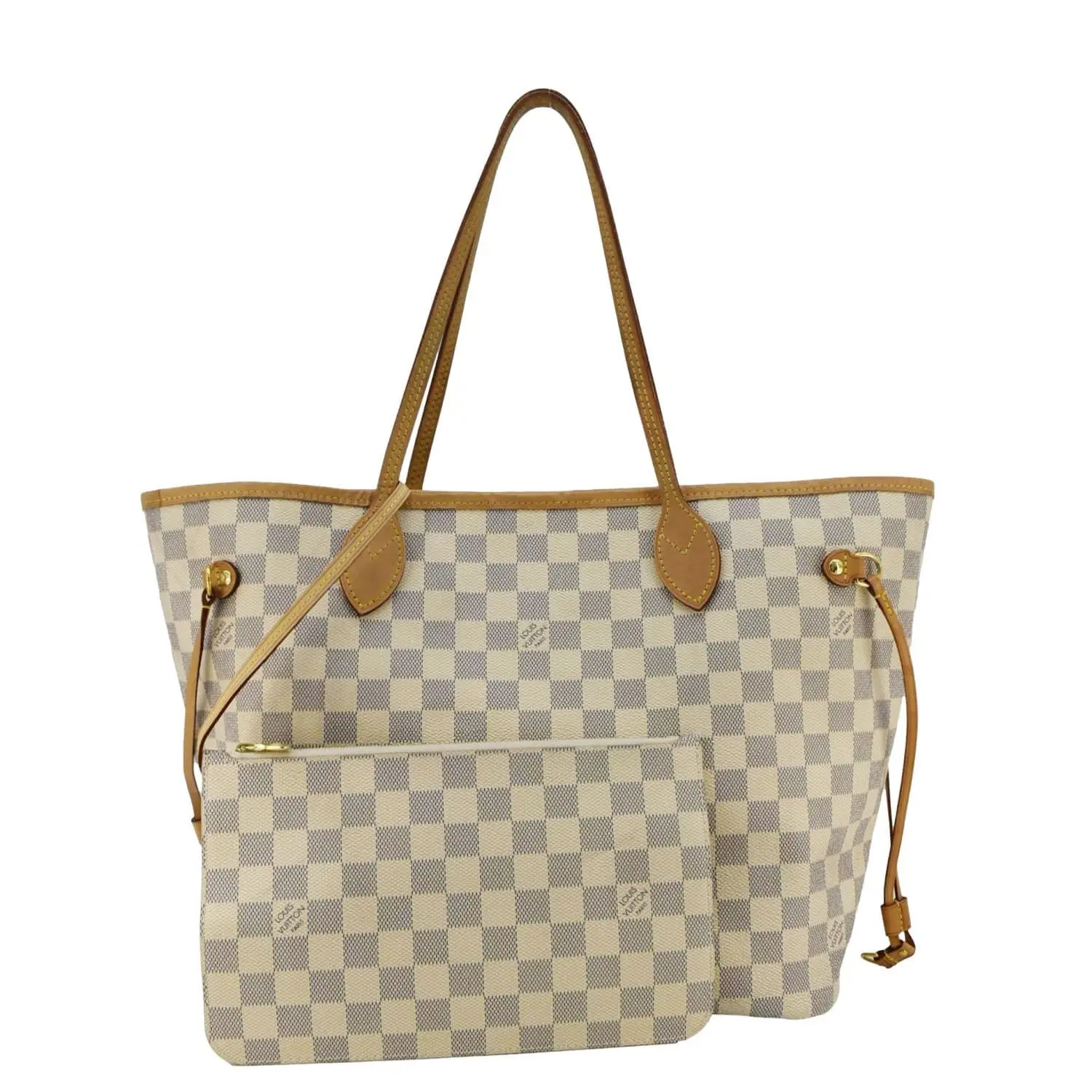 Pre-owned Louis Vuitton Damier Azur Shoulder bags Neverfull MM Tote Shoulder Bag White