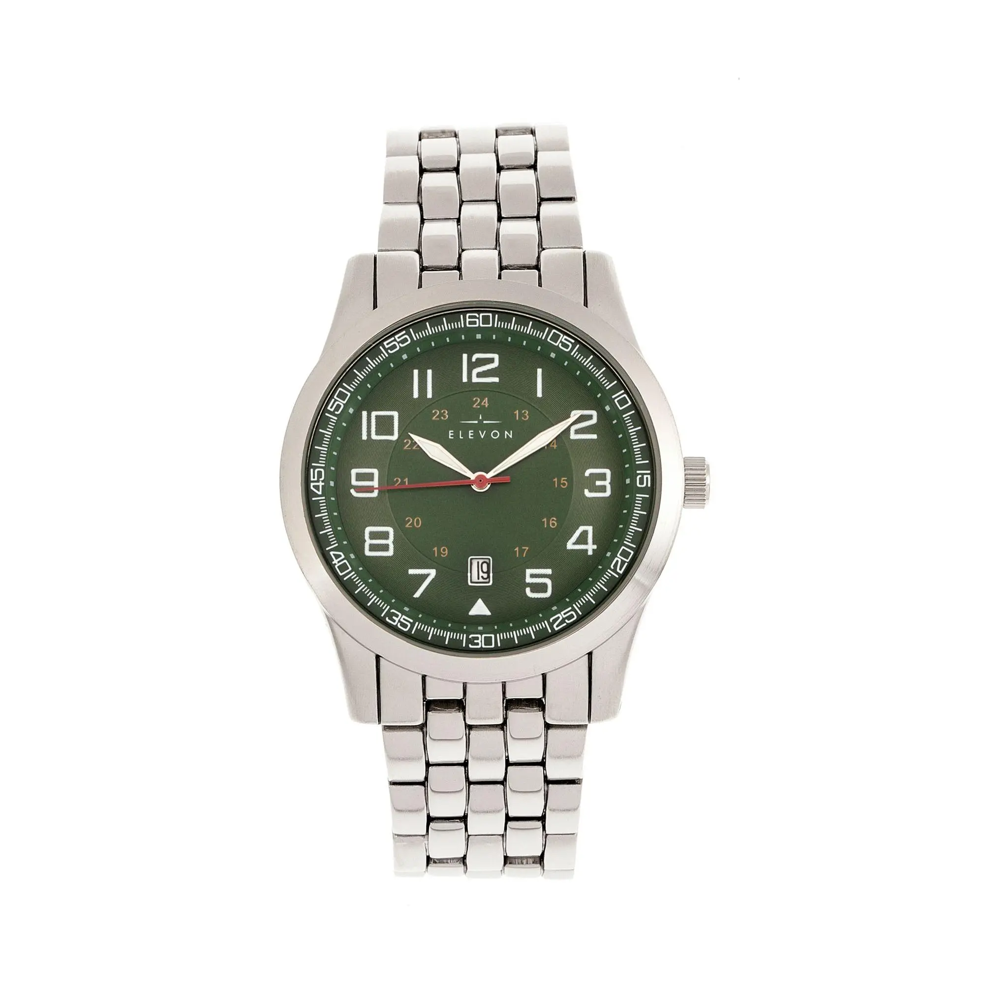 Elevon Men's Garrison Silvertone Green Dial Wat ch Elevon Men's Garrison Silvertone Green Dial Wat ch
