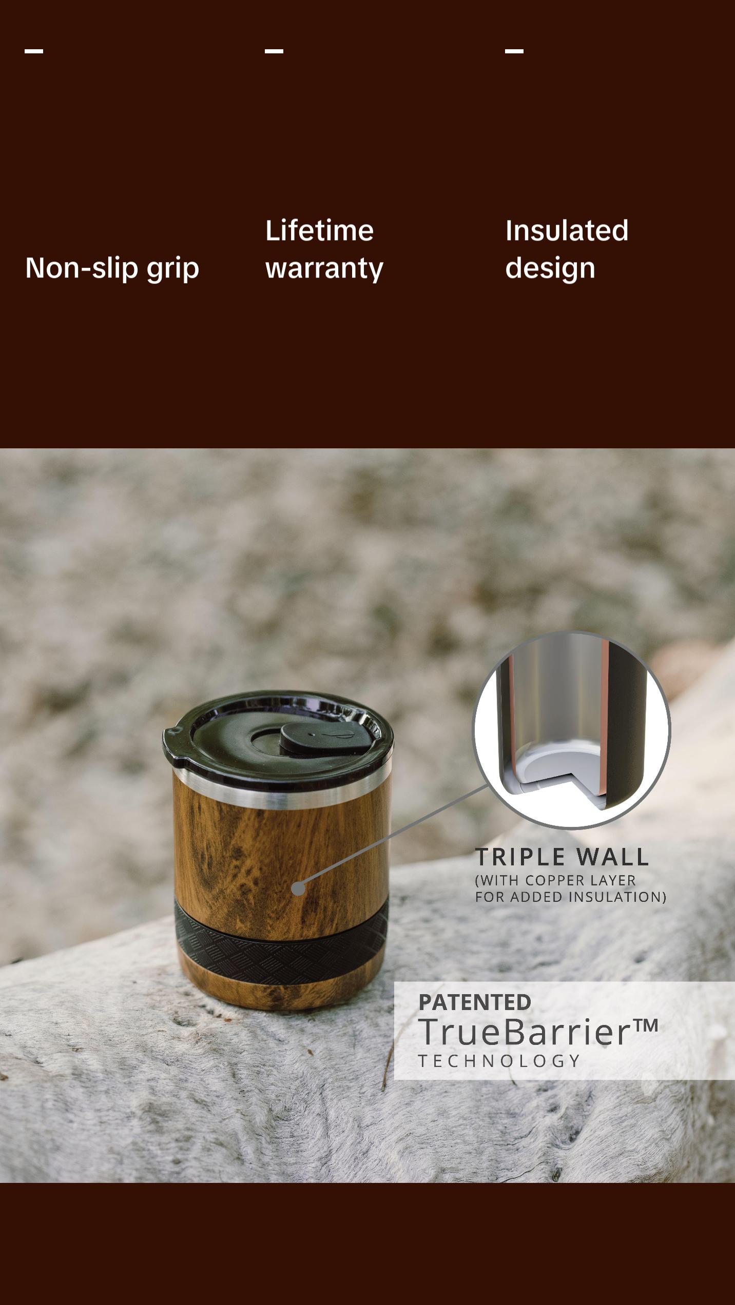 Elemental Lowball Tumbler 10oz - Stainless Steel Cup with Non-Shattered Tritan Lid, Insulated Whiskey Glass - Rocks Tumbler