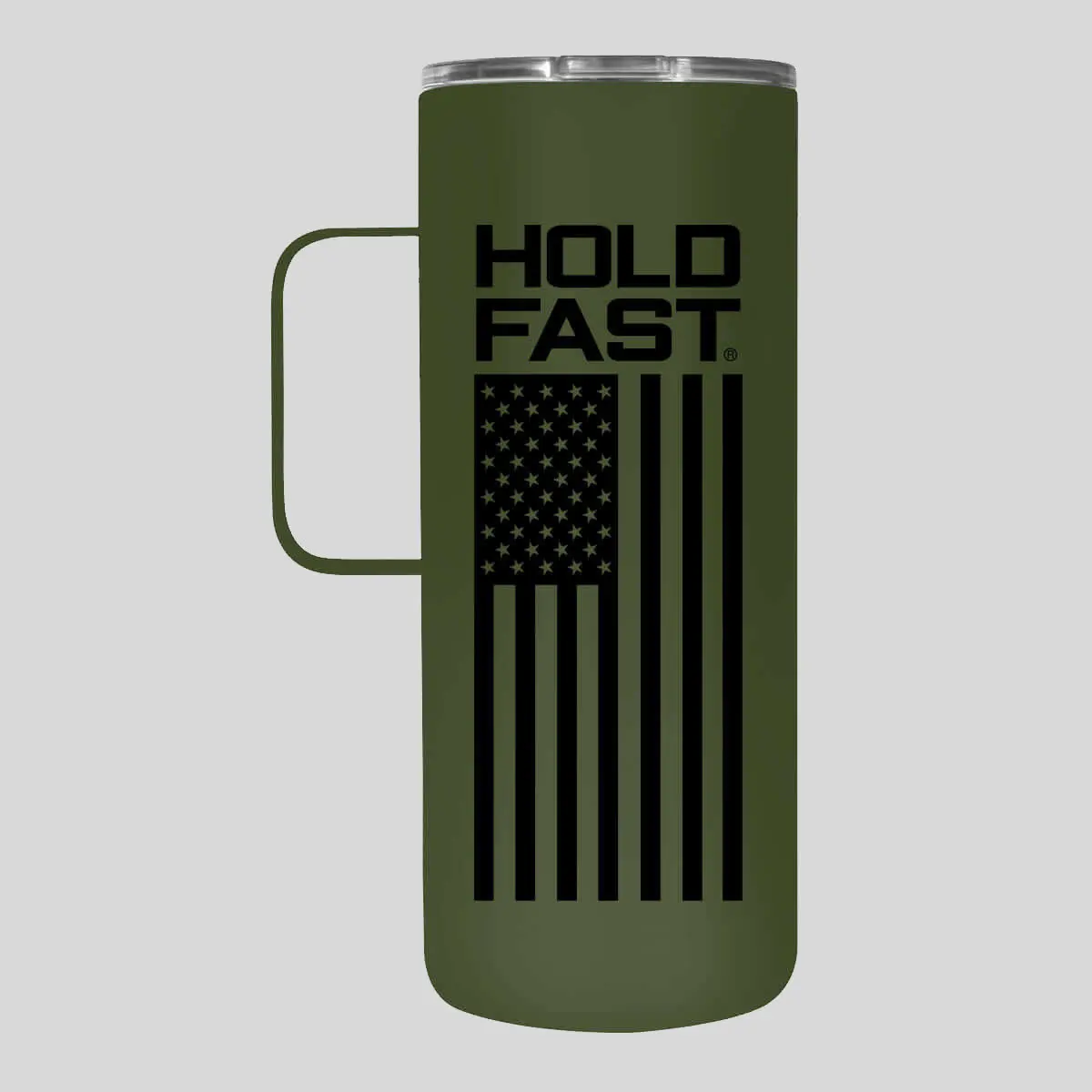 HOLD FAST 22oz (500-1,000 ml) Stainless Steel Portable Vacuum Flask Tumbler Mug, Casual Design, Convenient Handle Grip, Patriotic Flag, Coffee Lid, Hand Wash Only