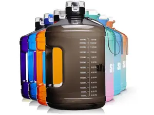 Gallon Big Water Bottle with Handle 128oz Leakproof BPA Free Sports Water Tumbler Motivational Time Marker