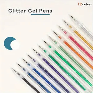 12-Piece Color Changing Glitter Gel Highlighter Set UV Reactive Markers for Scrapbooking Journaling DIY Art & Coloring Projects