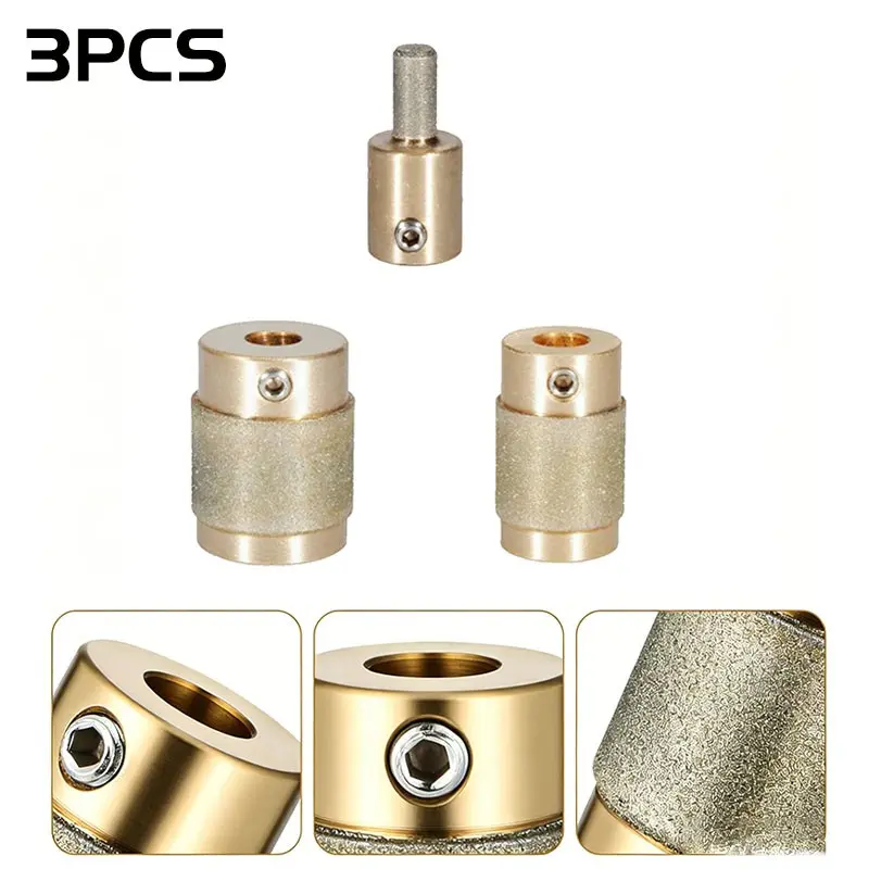 3-Piece Diamond Polishing Heads Set, Tools for Colorful Glass Grinders, Ideal for Glass Processing Art & Decoration