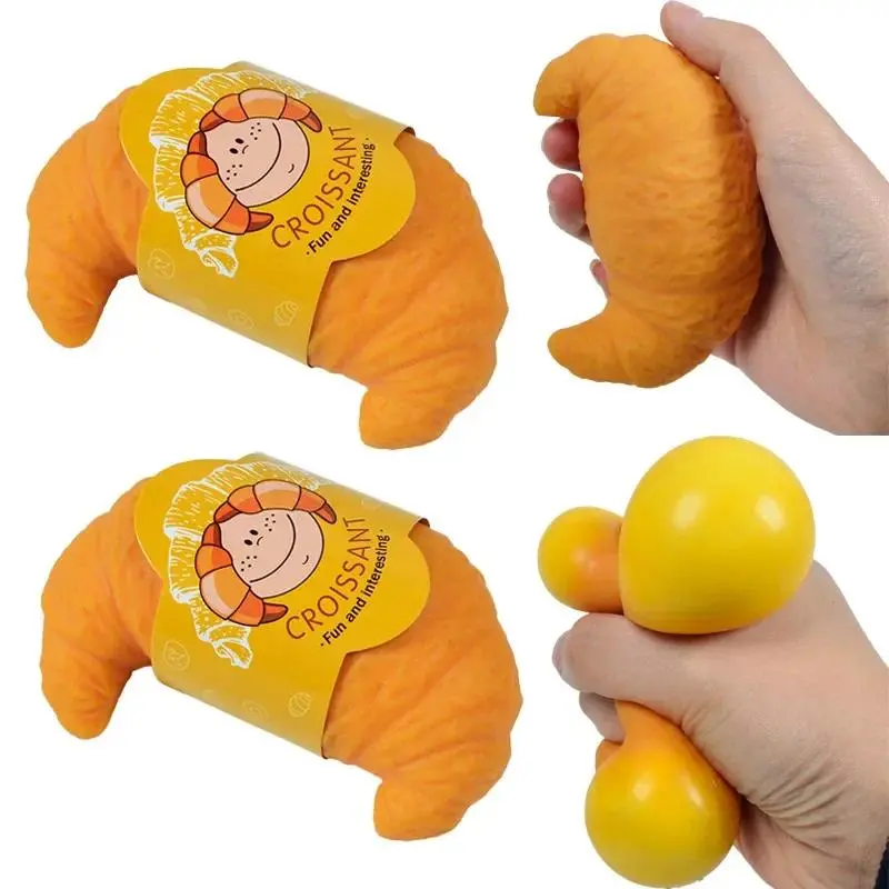 Fun Realistic Croissant Toy Pinch Squeeze Relief Squishy Stress Cute Lazy Stress Ball Funny Stress Relief Fidget Adult Toy