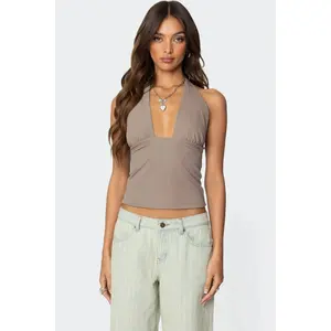 Mila Plunge Neck Halter Top