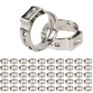60 Pack 1/2 Inch Pex Cinch Clamp Rings, StainlessSteel PEX Crimp Ring, Single Ear Hose Clamps forPEX Tubing Pipe Fitting connections