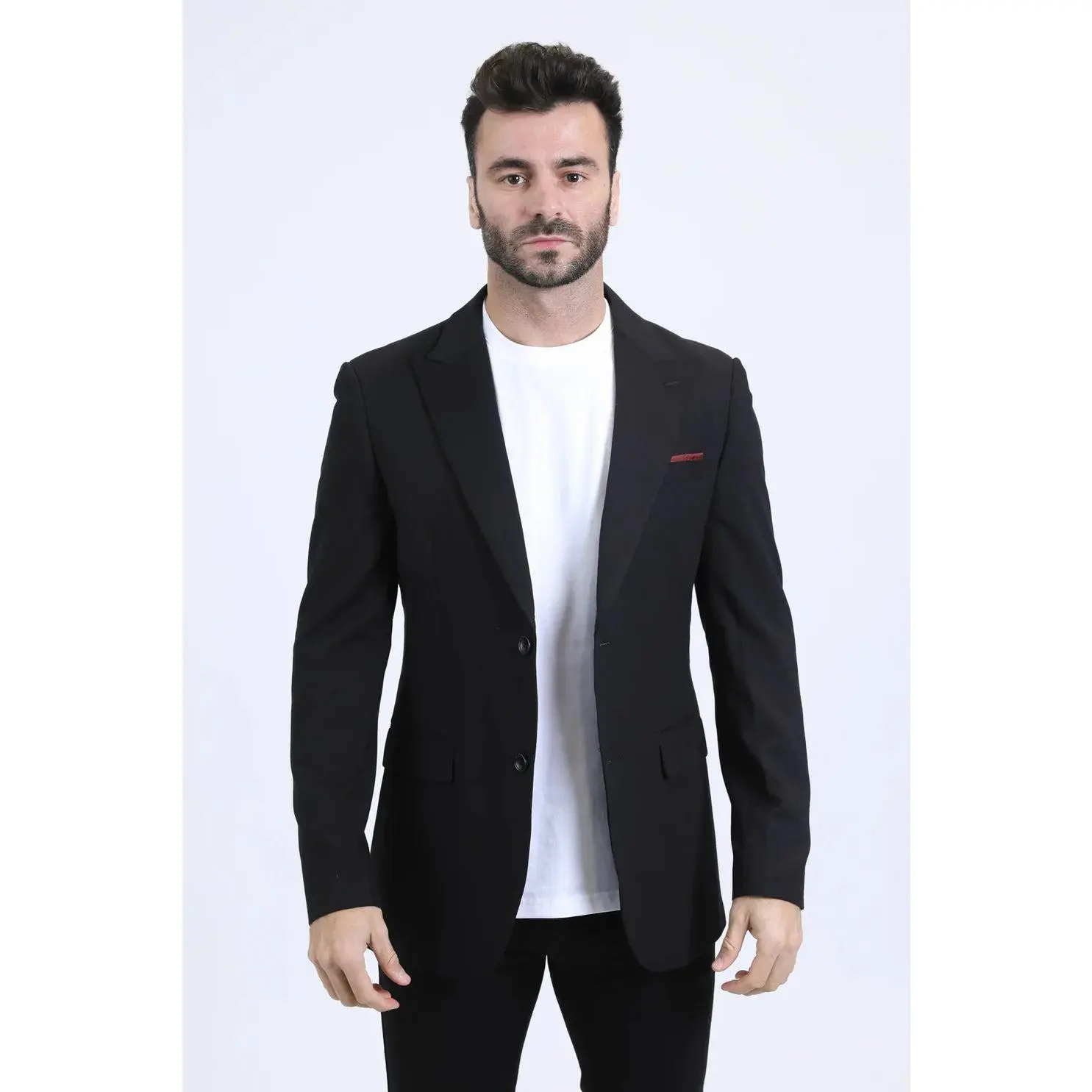 Platini Mens Modern Fit Blazer inner Red- Black