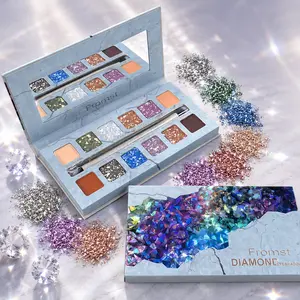 12-Color Marble Eyeshadow Palette - Matte & Shimmer High-Pigment Set with Dual-Ended Brush, Waterproof Blendable Formula for Daily & Party Makeup