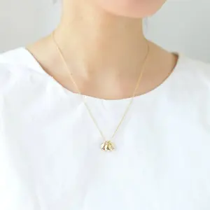 Custom personalized initial engraved disc pendant necklace, customizable letter charm necklace for family and best friend