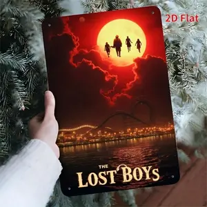 Aluminum Vintage Horror Movie Sign The Lost Boys 8x12 Inch Retro Silhouetted Characters Full Moon Wall Decor for Home Garden Bar Cafe Durable Indoor Outdoor Aluminum Art