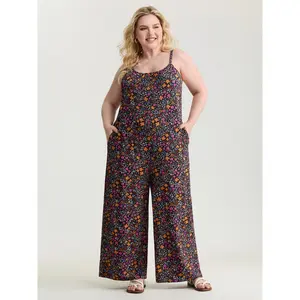 【Summer Turn-Up】BlOOMCHIC Plus Size Supersoft Vibrant Floral Print Stretchy Jumpsuit [1x-6x] 2026 Summer Pick for Mother's Day