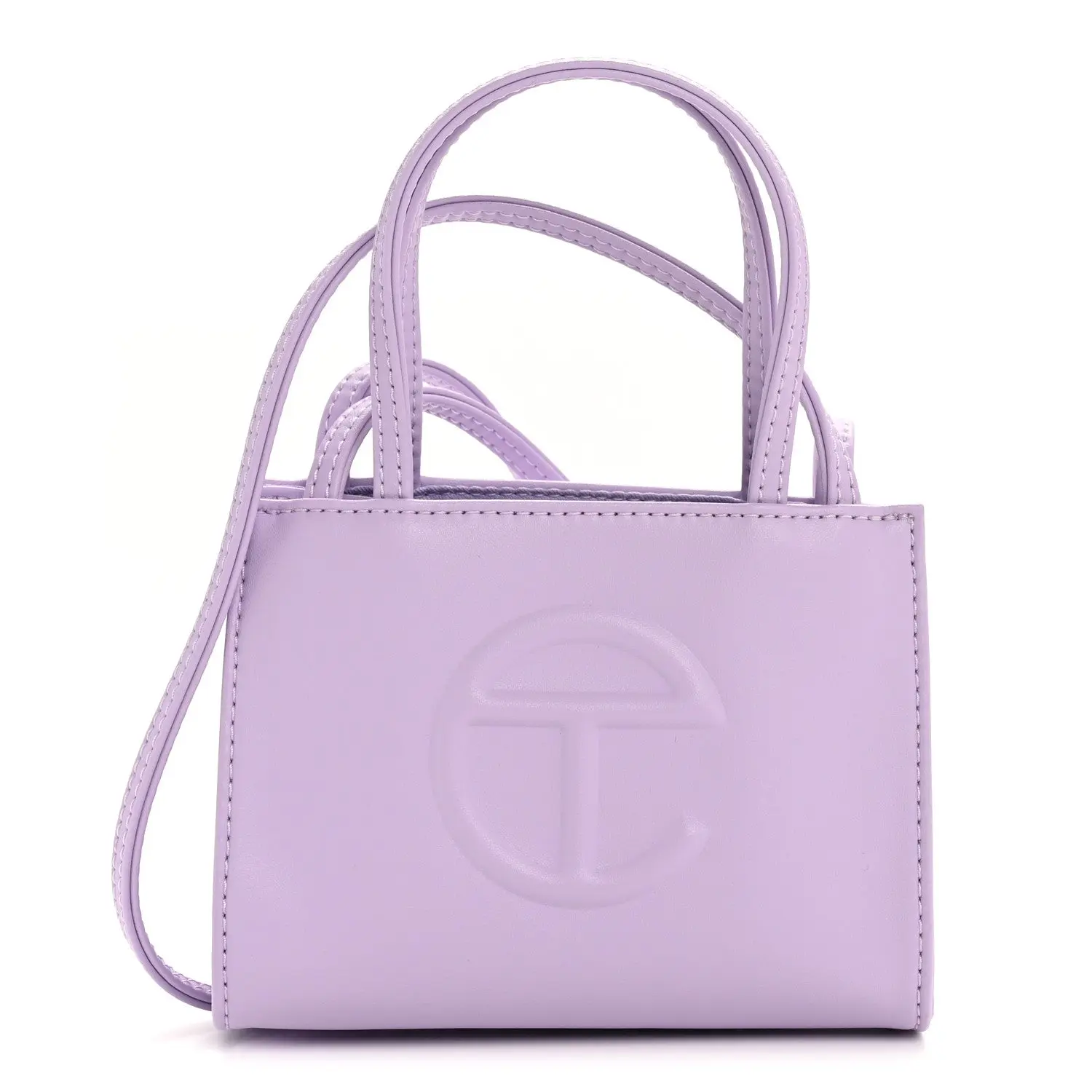 Pre-owned Telfar Vegan Leather Shoulder Bags Small Shopping Bag Lavender