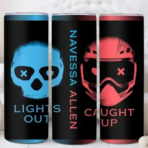 Lights Out & Caught Up Dark Romance 20oz Tumbler, Booktok Travel Cup, Stainless Steel Bookish Mug, Dark Smut Books Skinny Coffee Mug