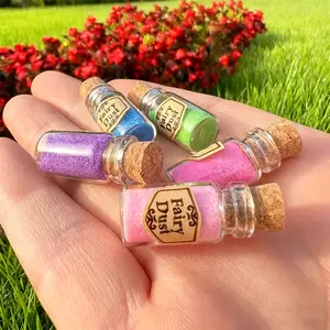 5 Piece Mini Fairy Dust Glitter Bottles, Various Colors Sparkling Magic Dust, Glass Bottle with Cork Stopper, Perfect for Birthday Party Christmas Gift
