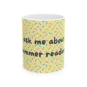 Librarian on Duty | Ask Me About My Summer Reading Mug | Yellow Sprinkles Sun Design