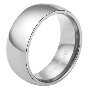 OIDEA 8mm Womens Titanium Wedding Ring Silver Polished Domed Comfort Fit Engagement Anniversary Promise Band Stackable Birthday Gift Set