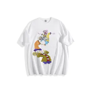 Ed, Edd n Eddy Animated Cartoon Characters Stylized T-Shirt - Graphic Print Jersey Tees, Casual Crew Neck Tee for Fans, Dynamic Pose Design with Black Background, Soft Breathable Fabric