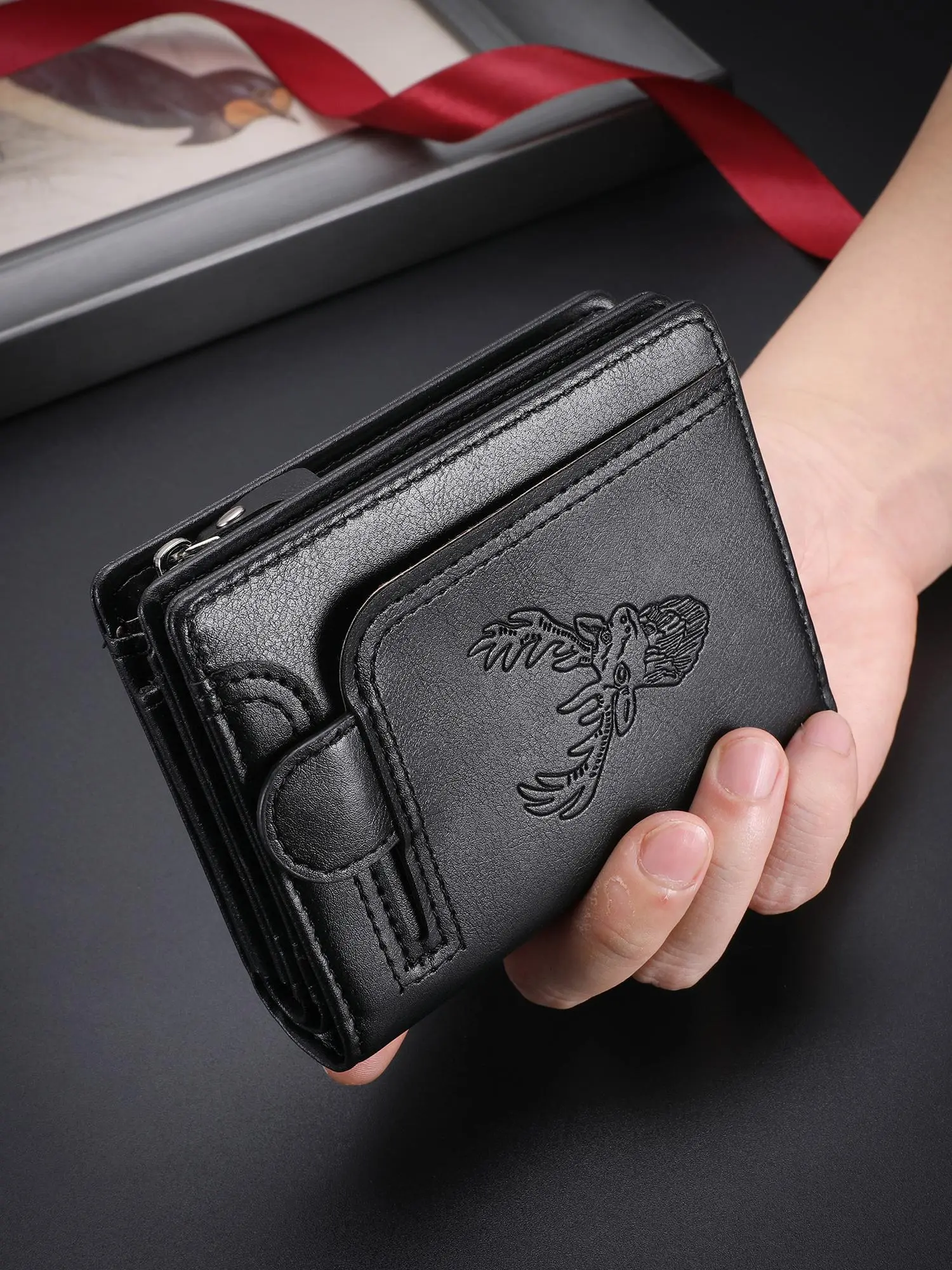 Men's Vintage Deer Head Design Short Wallet, Casual Trendy Wallet, Casual Multi Card Slot Wallet for Daily Used, Durable Fashion Wallet, Business Fashion Wallet for Men, Vintage Style Wallet, Fashionable Wallet