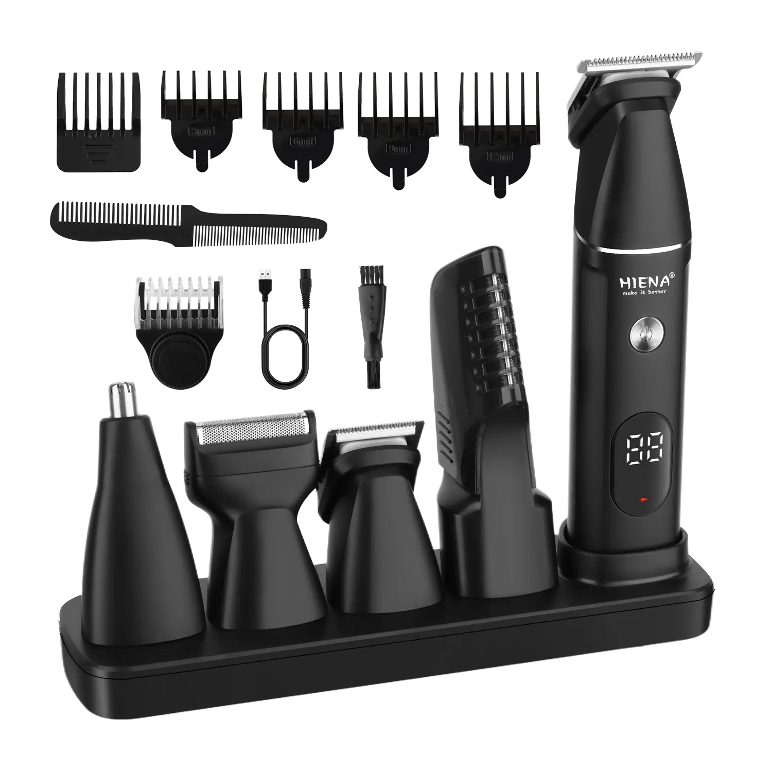Men's 5-in-1 Portable All-in-1 Battery-Powered Handheld Hair Trimmers & Clippers Set - Electric Shaver, ABS Trimmer, LED Display, USB Rechargeable, 7000 Speed, Home Grooming Use, Perfect Gift for Men