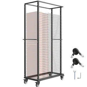 VEVOR Folding Chair Rack, 500 LBS Capacity, Heavy-duty Chair Cart for 60 Chairs, Metal Chair Storage Dolly Chair Holder with Swivel Casters and Locking Wheels, for Party Event, Hotel, Matte Black