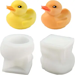 2PCS 3D Duck Candle Mold Duck Silicone Mold for Fondant, Chocolate, Dessert, Cake Decor, Soap, Bath Bomb, Polymer Clay, Plaster Ornament, Resin Art