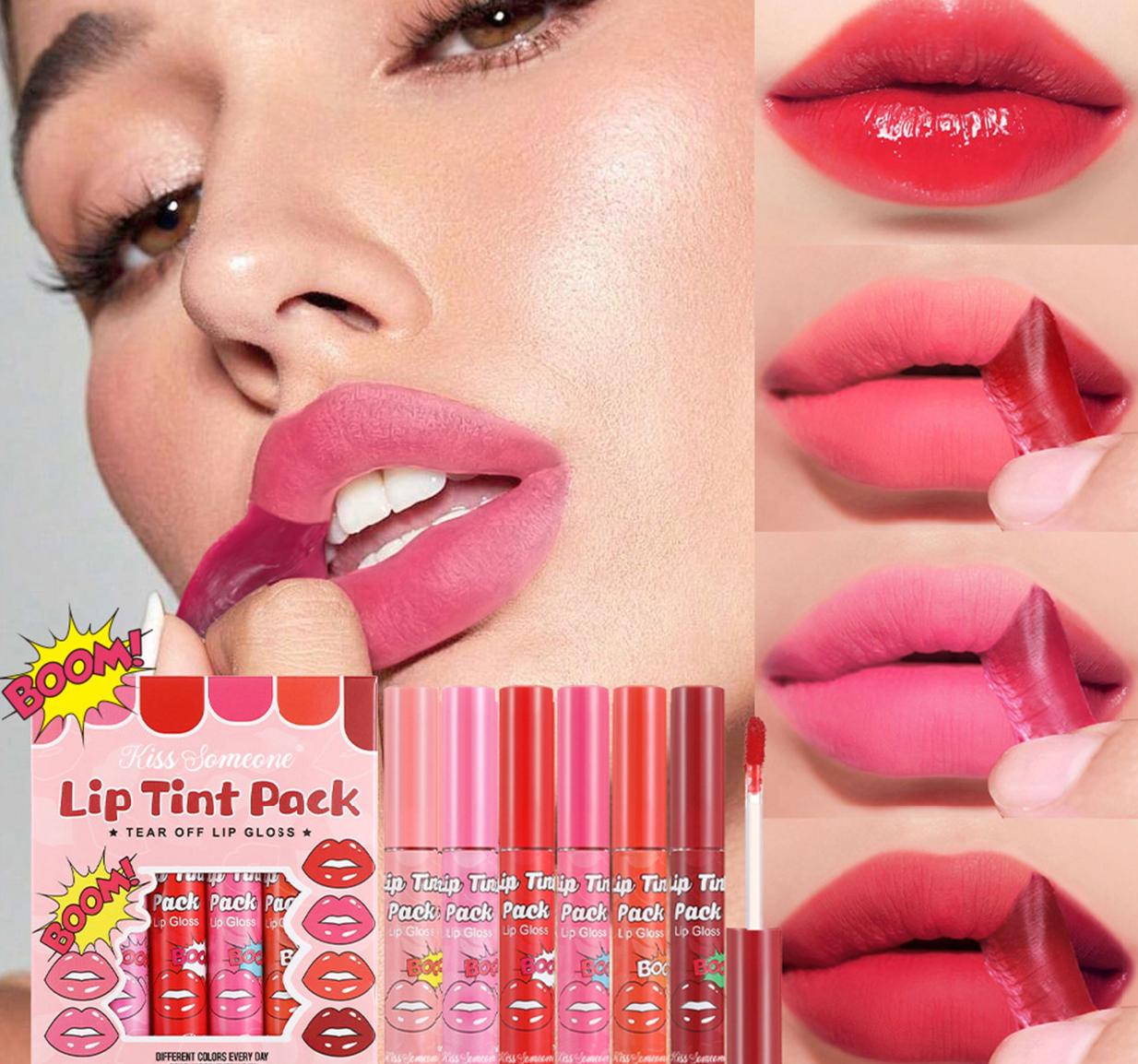 6-piece peel-off lip tint set: long-lasting lip dye, waterproof color that doesn’t transfer, non-transfer lip glaze, gel lip gloss, peel-off lip mask, lip staining liquid, moisturizing tinted lip tint, everyday makeup gift box 6-piece peel-off lip tint set: long-lasting lip dye, waterproof color that doesn’t transfer, non-transfer lip glaze, gel lip gloss, peel-off lip mask, lip staining liquid, moisturizing tinted lip tint, everyday makeup gift box