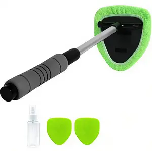 Windshield Cleaning Tool Car Window Cleaner with 3 Reusable Microfiber Pads Extendable Handle for Cars SUVs Pickup Trucks Under 80in Height