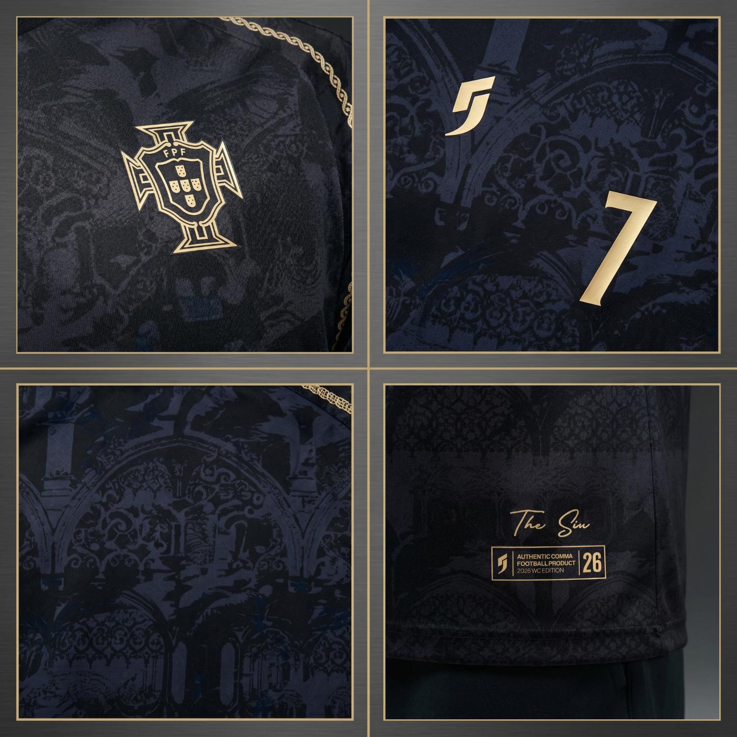 Premium The Siu Golden Black Jersey - CR.#7 Portugal 2026 Siuuuu Soccer Jersey - Breathable Lightweight Football Shirt, All over Print, Fitted Casual Style for All Seasons, Viral Soccer Jersey, Sports Top, Gym Athletic Clothes