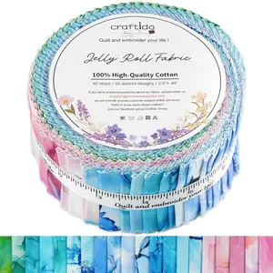 Craftido & Newbrothread 100% Cotton Jelly Roll Fabric - 40 Precut 2.5"x44" Strips, Breathable Durable Natural Material for Quilting, Sewing - Rainbow Inks, Father's Day Gift Idea, TikTokShopDealsforYouDays, Breathable Fabric, Fathers Day Gift Idea