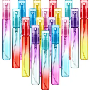 18 Pieces 8 ml Mini Perfume Spray Bottles Atomizer Portable Travel Mister Refillable Empty Container Colorful Glass Bottles for Cleaning, Travel, Essential Oils, Perfume, 6 Gradient Colors